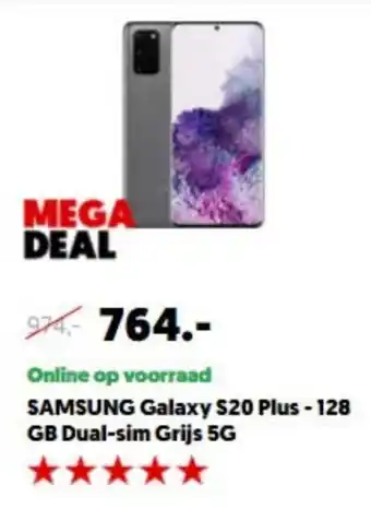 MediaMarkt SAMSUNG Galaxy S20 Plus - 128GB Dual- sim Grijs 5G aanbieding