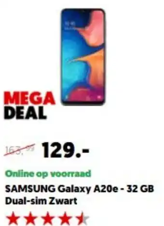 MediaMarkt SAMSUNG Galaxy A20e - 32GB Dual-sim Zwart aanbieding
