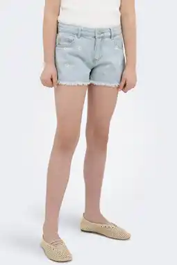 Wehkamp Kids only girl wide leg short kogrobyn daisy met all over print light blue denim aanbieding
