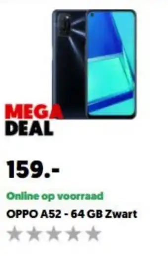 MediaMarkt OPPO A52 - 64 GB Zwart aanbieding