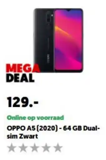 MediaMarkt OPPO A52 (2020) - 64 GB Dual-sim Zwart aanbieding