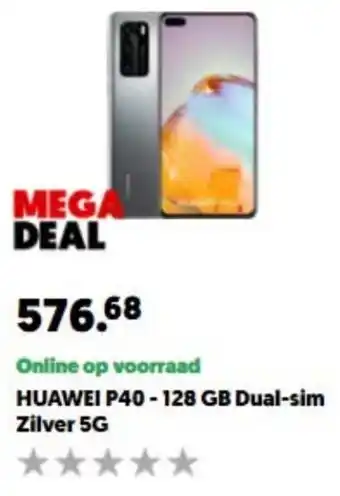 MediaMarkt Huawei P40 - 128 GB Dual-sim Zilver 5G aanbieding