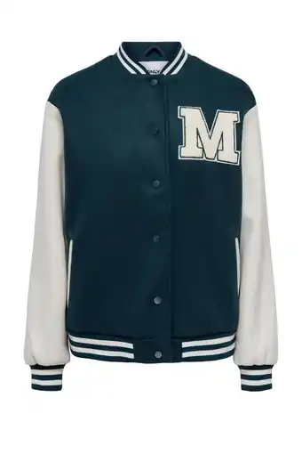 Wehkamp Kids only girl baseball jacket kogsilja life van gerecycled polyester donkerblauw/wit aanbieding