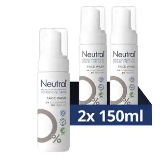 Wehkamp Neutral face wash gevoelige huid reinigingslotion - 2x 150 ml - voordeelverpakking aanbieding