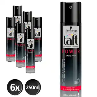 Wehkamp Schwarzkopf taft styling hairspray power  - 6x 250ml multiverpakking aanbieding