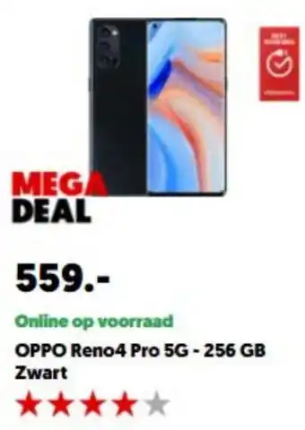 MediaMarkt OPPO Reno4 Pro 5G - 256 GB Zwart aanbieding