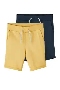 Wehkamp Name it kids sweatshort - set van 2 geel/donkerblauw aanbieding