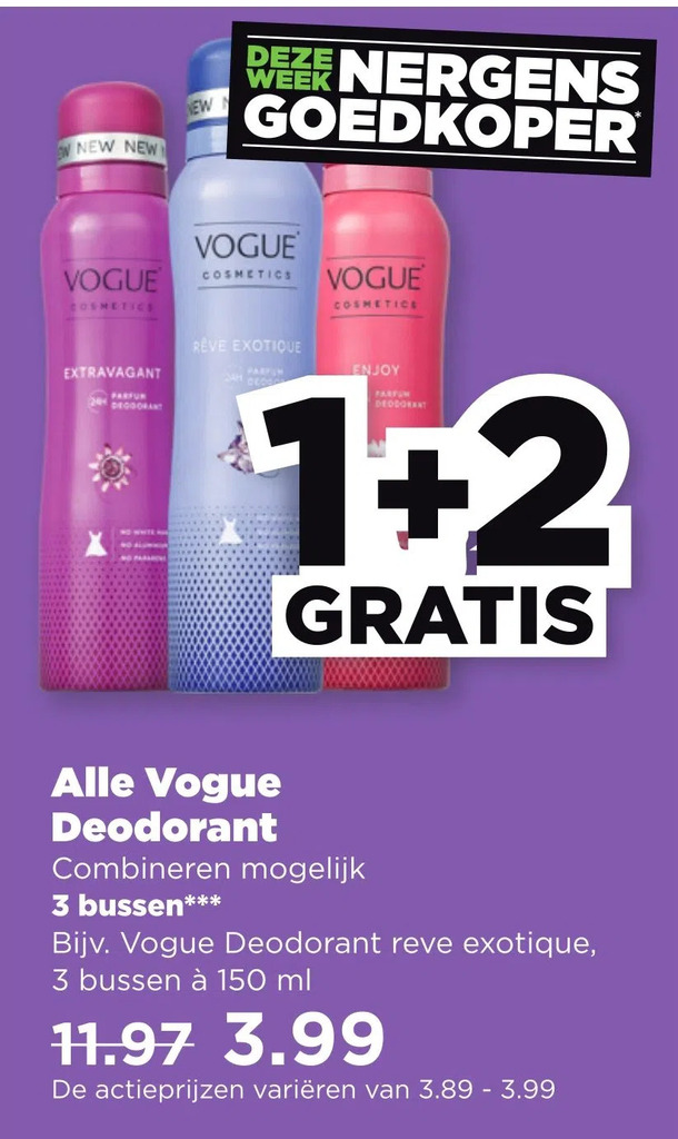 Alle vogue deodorant aanbieding bij PLUS
