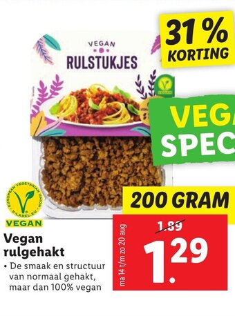 Lidl Vegan rulgehakt 200g aanbieding