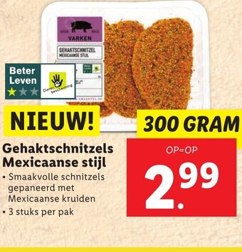 Lidl Gehaktschnitzels Mexicaanse stijl 300g aanbieding