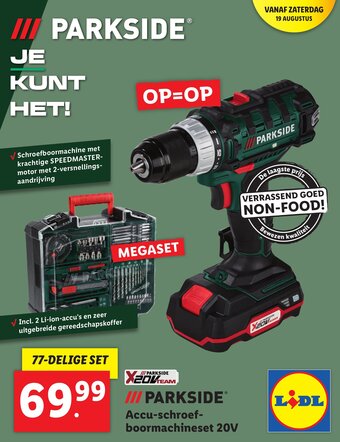 Lidl PARKSIDEⓇ Accu-schroef-boormachineset 20V  77-DELIGE SET aanbieding