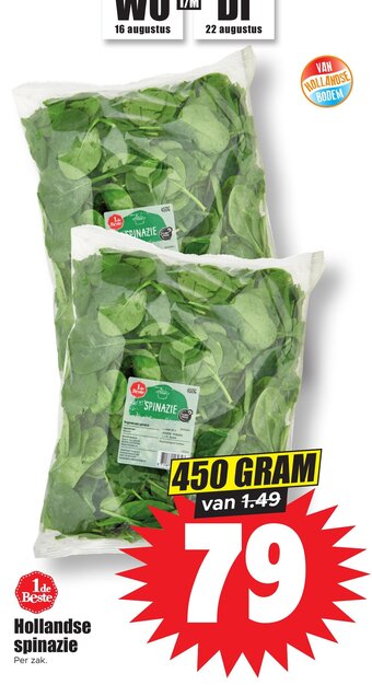 Dirk Hollandse spinazie 450g aanbieding