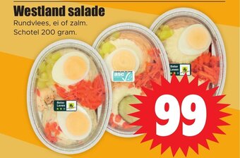 Dirk Westland salade Rundvlees, ei of zalm. Schotel 200 gram. aanbieding