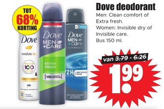 Dirk Dove deodorant 150ml aanbieding