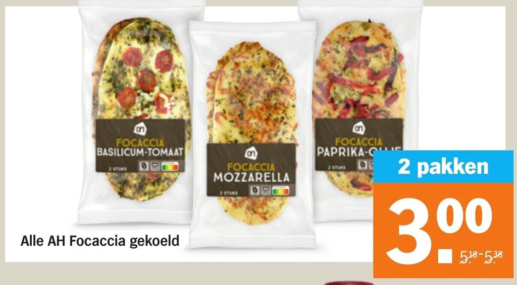Alle AH Focaccia gekoeld aanbieding bij Albert Heijn