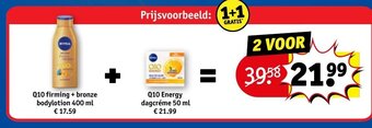 Kruidvat Q10 firming + bronze bodylotion 400 ml + Q10 Energy dagcréme 50 ml aanbieding