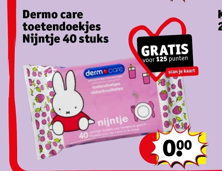 Dermo care toetendoekjes Nijntje 40 stuks aanbieding bij Kruidvat