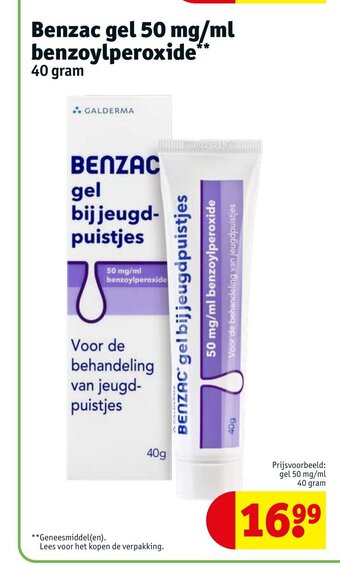 Kruidvat Benzac gel 50 mg/ml benzoylperoxide 40 gram aanbieding