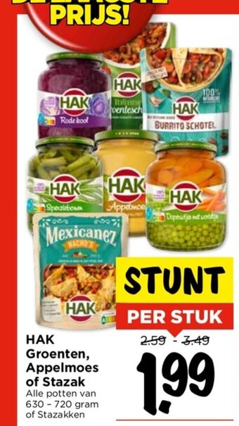 Vomar Voordeelmarkt HAK Groenten, Appelmoes of Stazak aanbieding