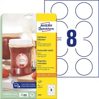 Conrad Avery-zweckform 5081 etiketten ø 65 mm papier wit 1 set(s) weer verwijderbaar universele etiketten 10 vel din a4 aanbieding