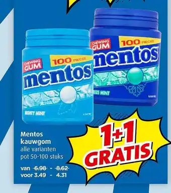 Boni Mentos Kauwgom 1+1 Gratis aanbieding