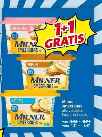 Boni Milner Smeerkaas 1+1 Gratis aanbieding