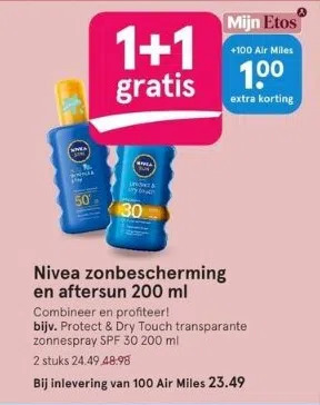 Etos Nivea zonbescherming en aftersun 200 ml aanbieding