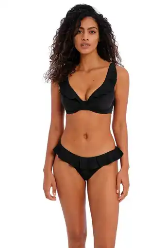 Wehkamp Freya voorgevormde beugel bikinitop jewel cove met ruches zwart aanbieding