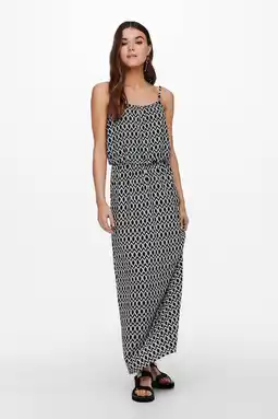 Wehkamp Only maxi jurk onlwinner met all over print en plooien zwart/wit aanbieding