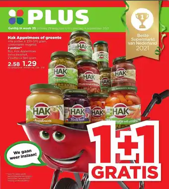 PLUS Hak Appelmoes Of Groente 1+1 Gratis aanbieding