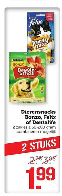 Coop Dierensnacks Purina Bonzo, Felix Of Dentalife aanbieding