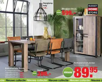 Budget Home Store Hanglamp Indy, Bergkast Brody, Eetkamertafel Brody Of Eetkamerstoel Jordan aanbieding