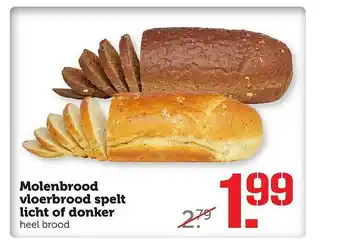 Coop Molenbrood Vloerbrood Spelt Licht Of Donker aanbieding