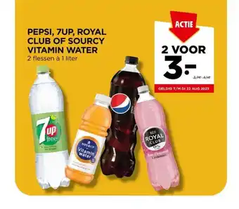 Jumbo Pepsi, 7up, royal club of sourcy vitamin water aanbieding