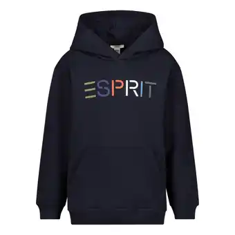 Wehkamp Esprit hoodie + longsleeve met logo donkerblauw/lichtblauw aanbieding