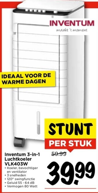 Vomar Voordeelmarkt Inventum 3-in-1 Luchtkoeler VLK403W aanbieding