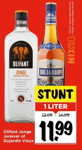 Vomar Voordeelmarkt Olifant Jonge Jenever of Dujardin Vieux 1 Liter aanbieding