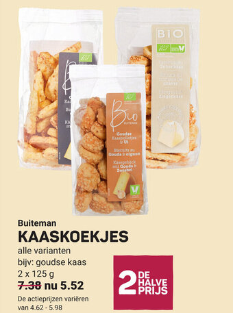 Ekoplaza Buiteman KAASKOEKJES alle varianten bijv: goudse kaas 2 x 125g aanbieding