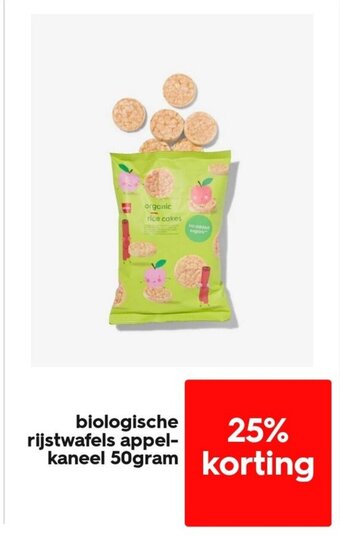 HEMA biologische rijstwafels appel- kaneel 50gram aanbieding