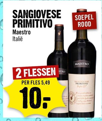 Dirck 3 SANGIOVESE (PRIMITIVO Maestro Italië 2 FLESSEN aanbieding