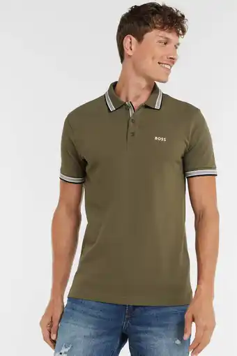 Wehkamp Boss regular fit polo paddy met contrastbies open green aanbieding