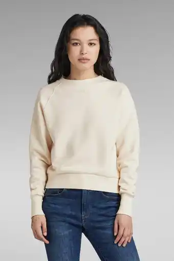 Wehkamp G-star raw sweater van biologisch katoen ecru aanbieding