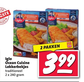 Nettorama Iglo Ocean Cuisine Lekkerbekjes traditioneel 2 x 240 gram aanbieding