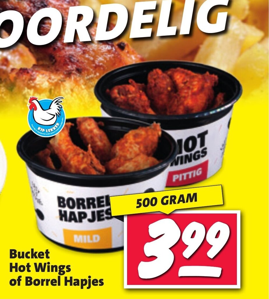 Bucket Hot Wings of Borrel Hapjes 500g aanbieding bij Nettorama