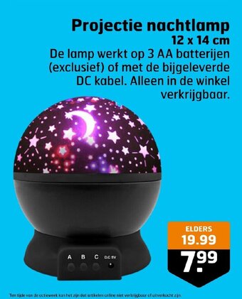 Trekpleister Projectie nachtlamp 12 x 14 cm aanbieding