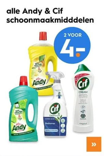 Blokker Alle andy & cif schoonmaakmidddelen aanbieding