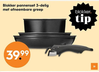 Blokker Blokker pannenset 3-delig met afneembare greep aanbieding