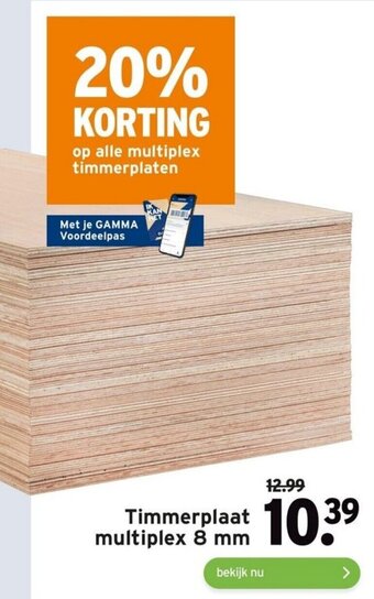 GAMMA Timmerplaat multiplex 8 mm aanbieding