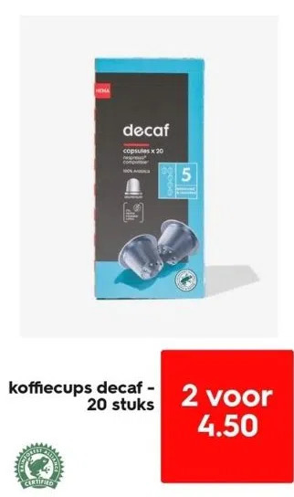 HEMA Koffiecups decaf - 20 stuks aanbieding