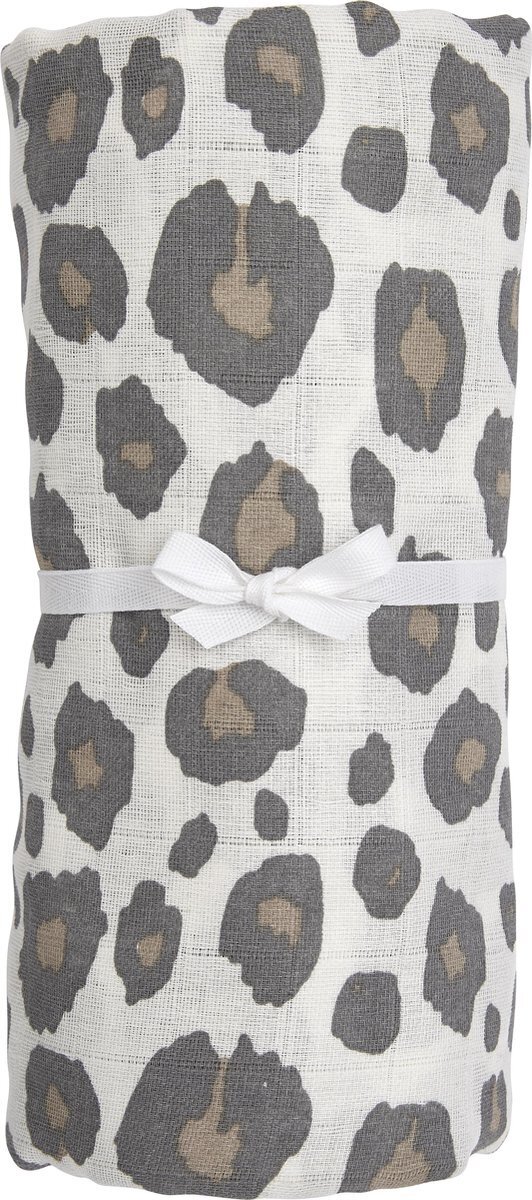 Meyco baby panter swaddle xl hydrofiel neutral/grey 140x200cm aanbieding bij